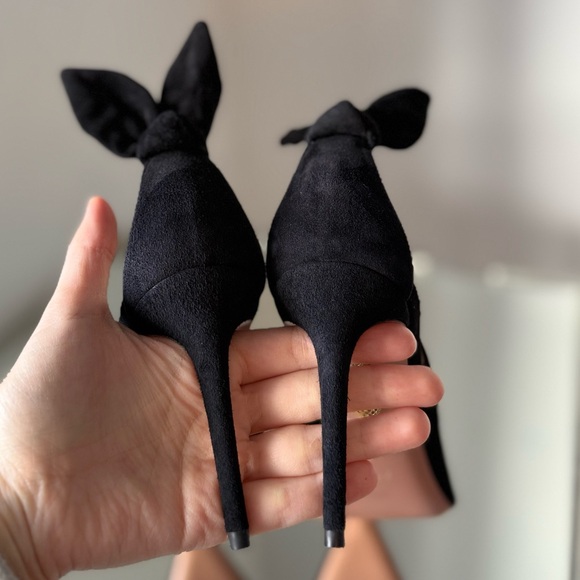 New 🖤 Aquazzura Black Bow Tie Pumps Deneuve 85 39 $885 - Picture 8 of 12